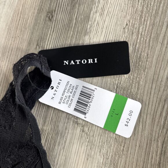 NWT Natori Bliss Perfection Black Lace Bra Bralette Large (MSRP $42) - Picture 6 of 12